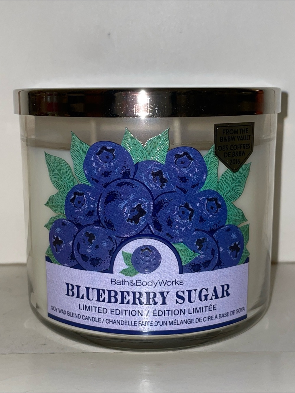 Bath & Body Works Blueberry Sugar Scented Candle 3 Wick Discontinued New